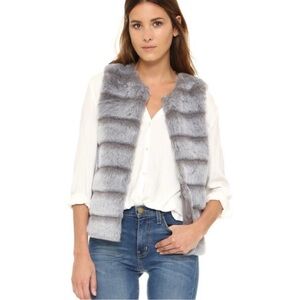 Joie Andrina Faux Fur Vest Gray Sz L